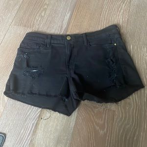 Black cutoff Frame denim shorts